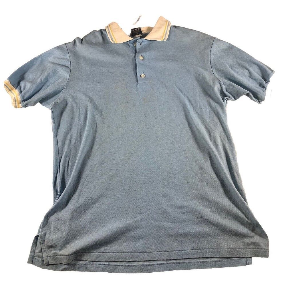 Wrangler Shirt Men XL Polo Blue Short Sleeve Vintage 70s 80s USA Made Stripe
